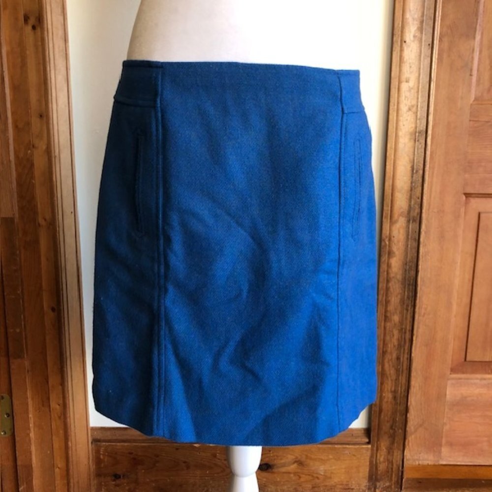 TALBOTS Wool Blend Blue A Line Skirt 10P